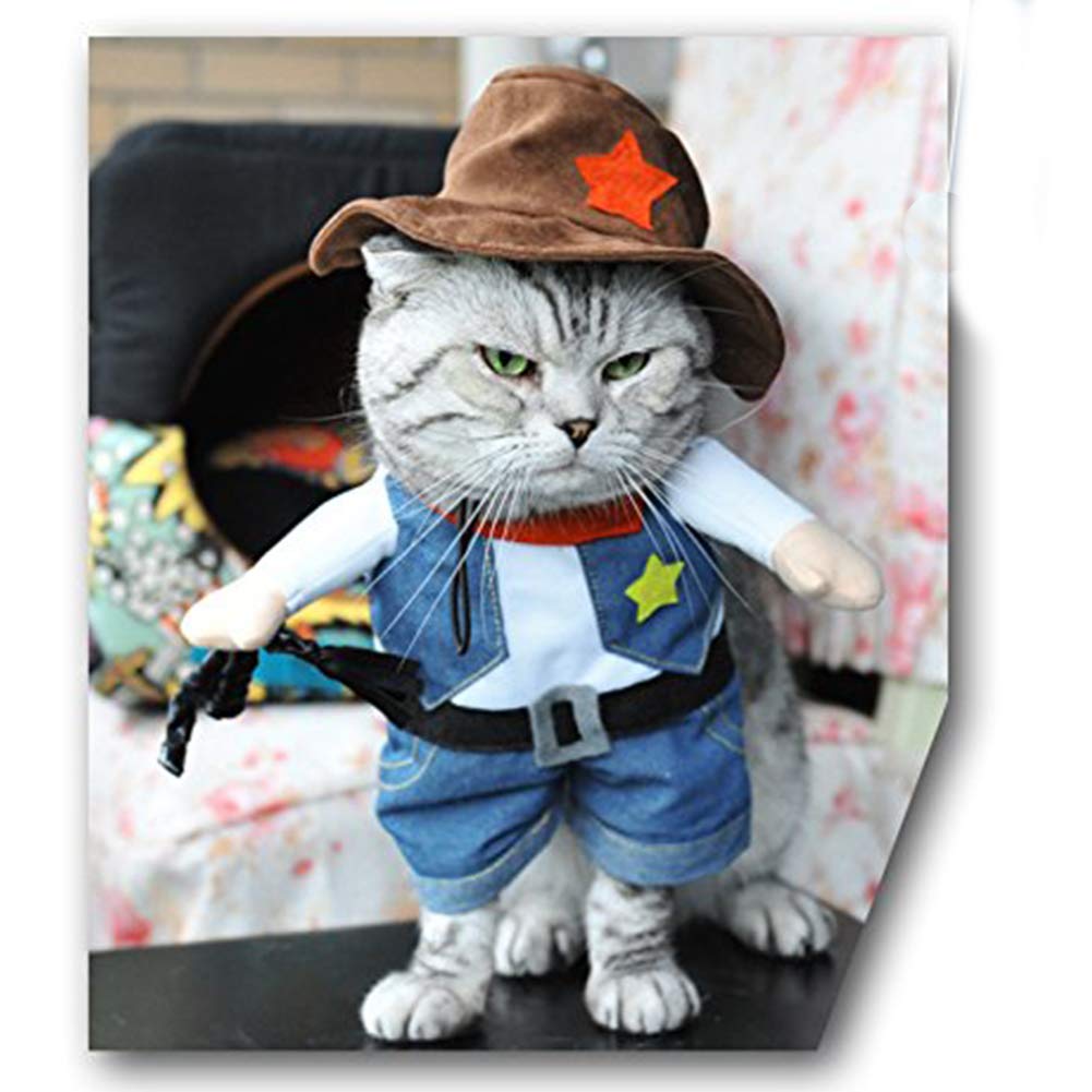NACOCO Cowboy Dog Costume with Hat Dog Clothes Halloween Costumes for Cat and Small Dog.