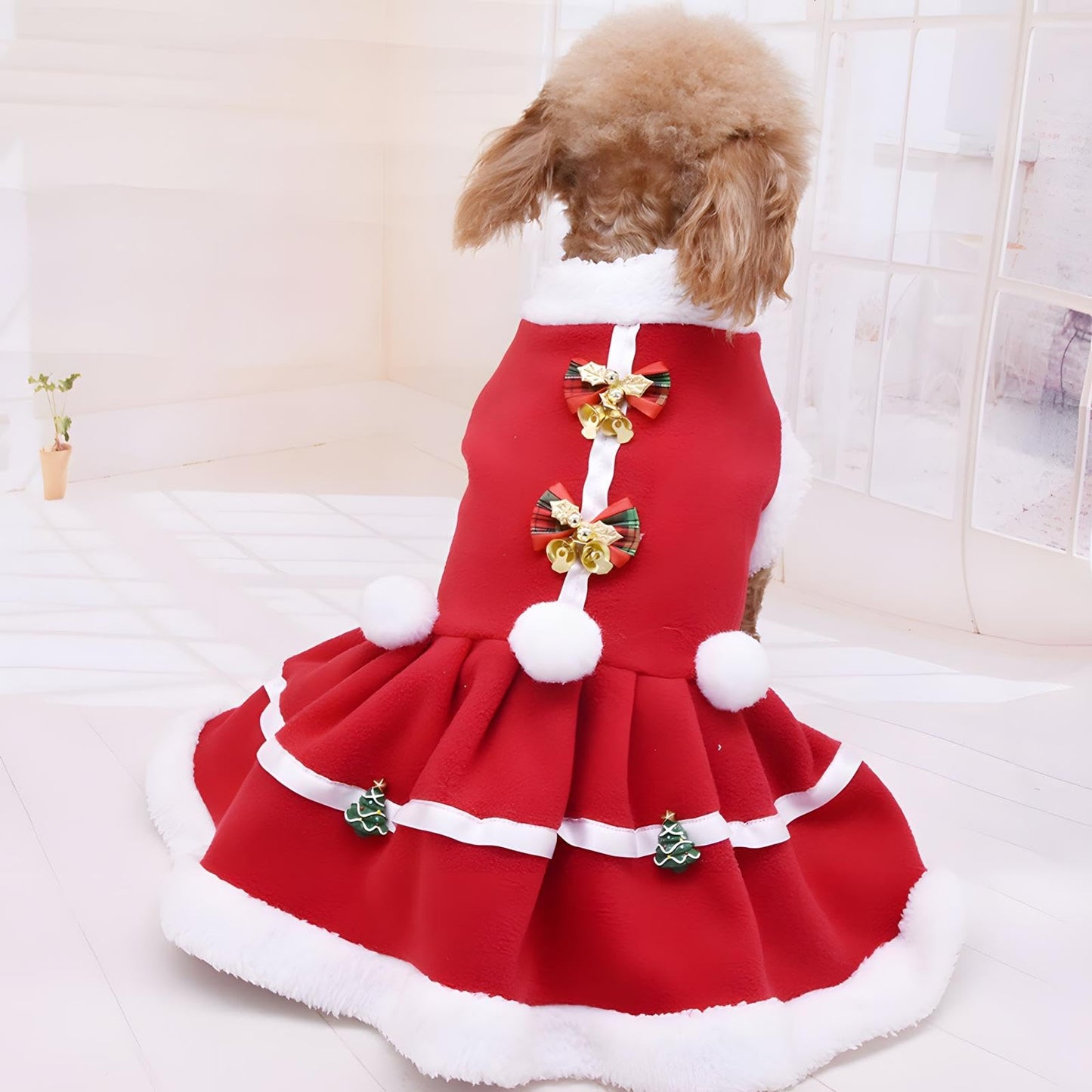 NACOCO Dog Christmas Dress Pet Red Skirt Dog Santa Suit Dog Warm Hoodies Puppy Cat Apparel Winter
