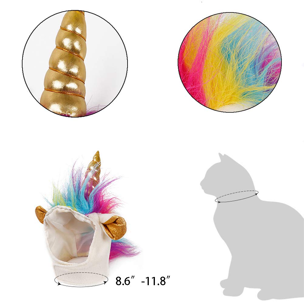 NACOCO Cat Unicorn Hat with Ear Hole for Small Dogs Puppy, Cat Costume Accessory for Halloween, Cosplay Mane Cap