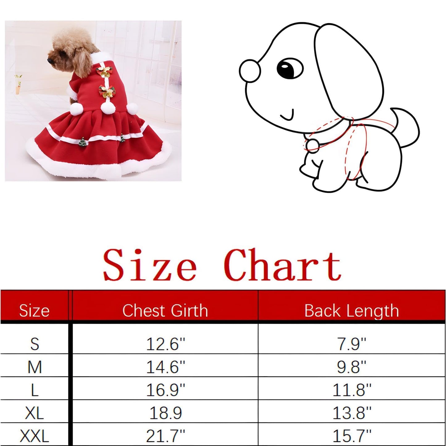 NACOCO Dog Christmas Dress Pet Red Skirt Dog Santa Suit Dog Warm Hoodies Puppy Cat Apparel Winter