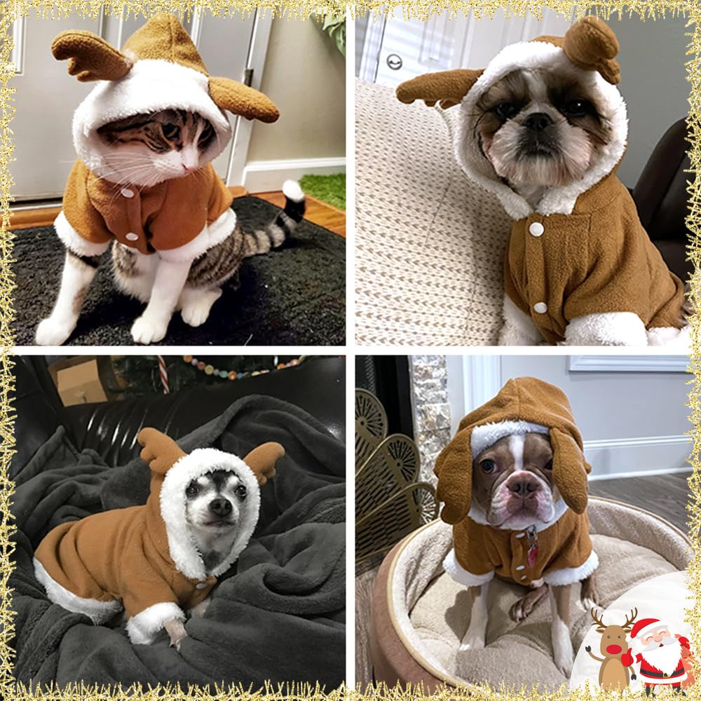 NACOCO Pet Costumes Dog Christmas Suit Dog Elk Santa Costume Polar Fleece Fit for Puppy Dog Teddy