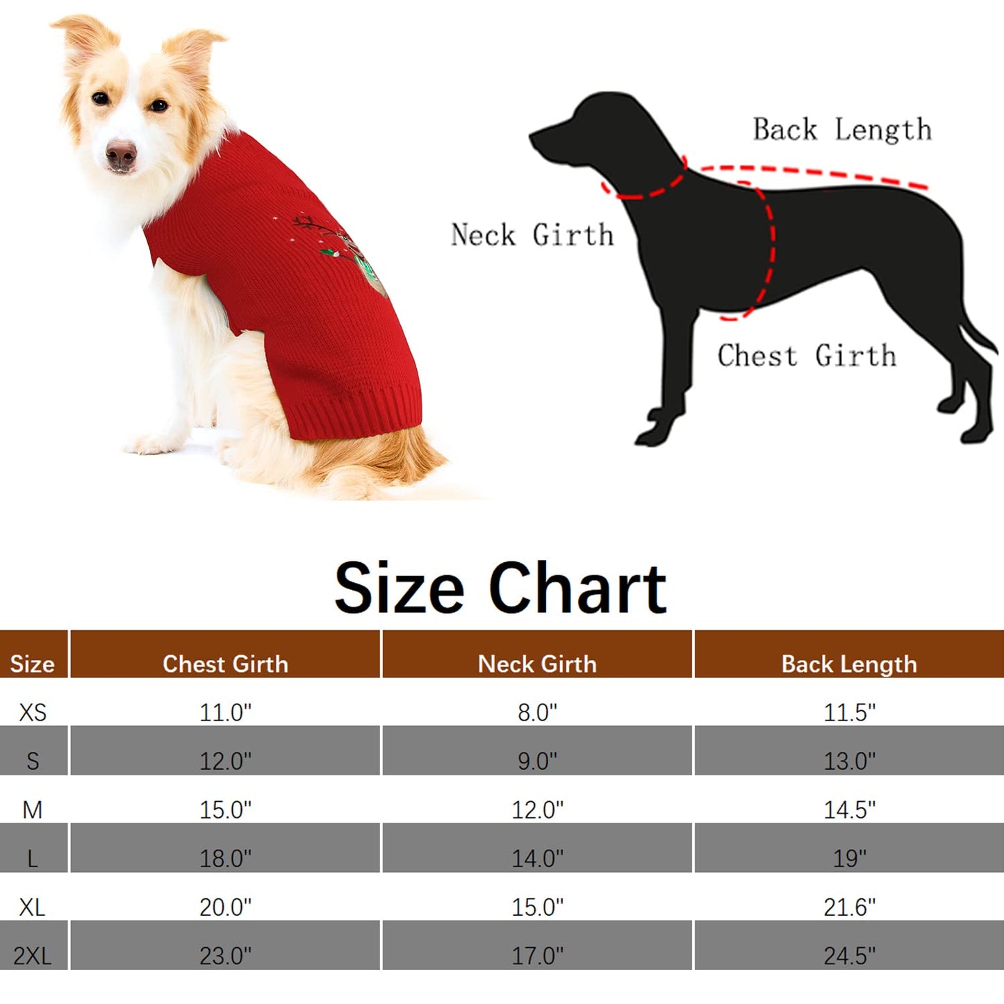 NACOCO Dog Red Sweater Vest Halloween Reindeer Cold Pet Christmas Clothes Knitted Winter Elk Head Pattern Holiday Sweatshirt Cat Warm for Small Medium Dog Cat