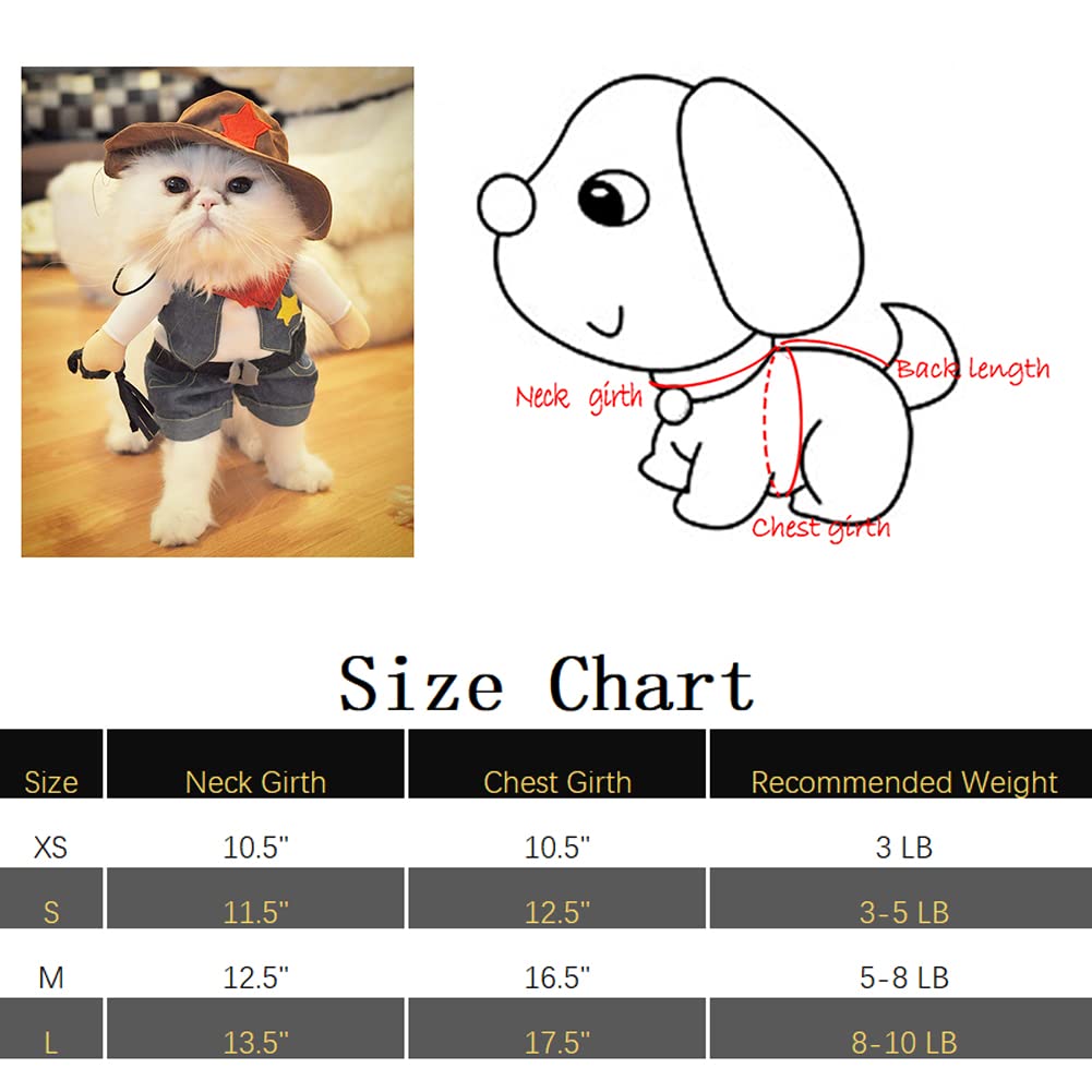 NACOCO Cowboy Dog Costume with Hat Dog Clothes Halloween Costumes for Cat and Small Dog.