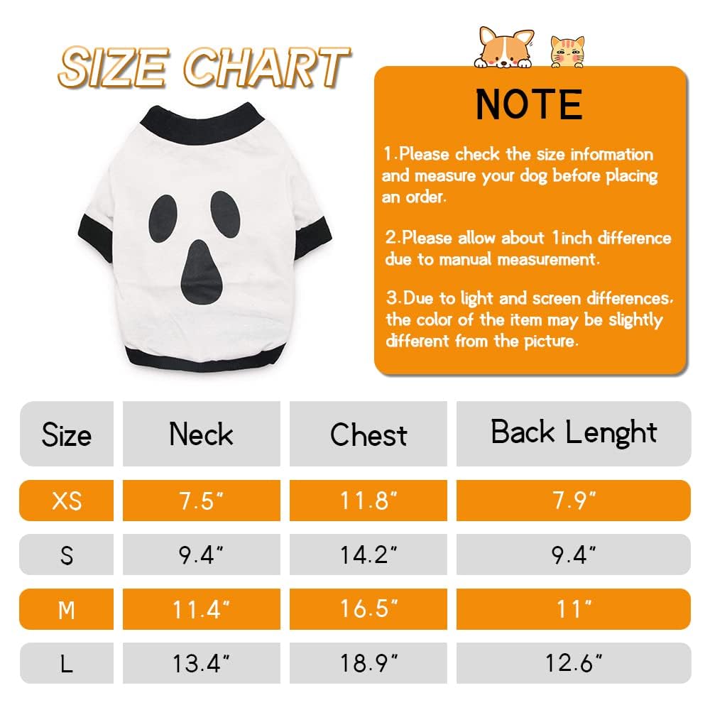 NACOCO Halloween Dog Ghost Hoodies - Shirt Costume Dog Tees for Small Dogs Funny Cute