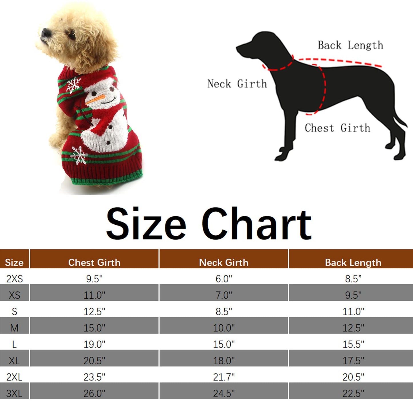 NACOCO Dog Snow Sweaters Thick Snowman Sweaters Xmas Dog Holiday Sweaters New Year Christmas Sweater Pet Clothes for Small Dog and Cat