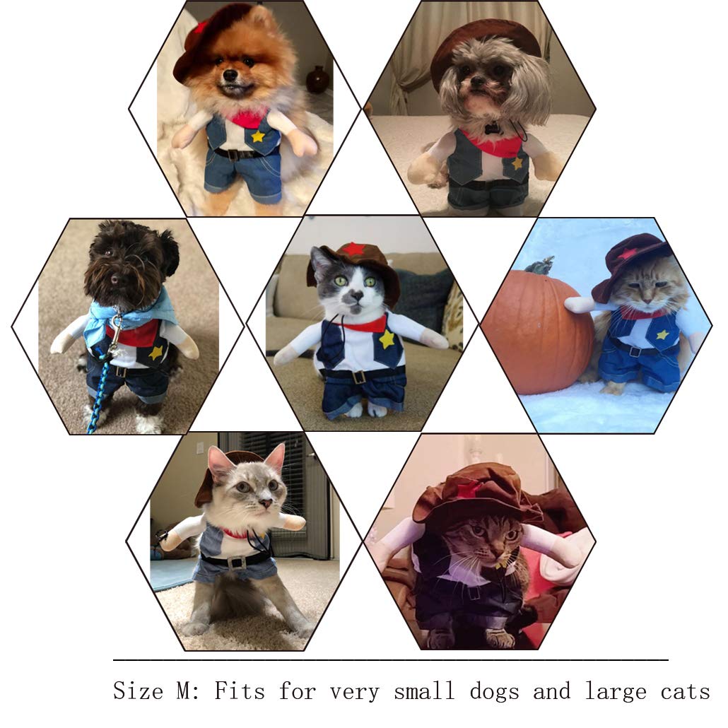 NACOCO Cowboy Dog Costume with Hat Dog Clothes Halloween Costumes for Cat and Small Dog.