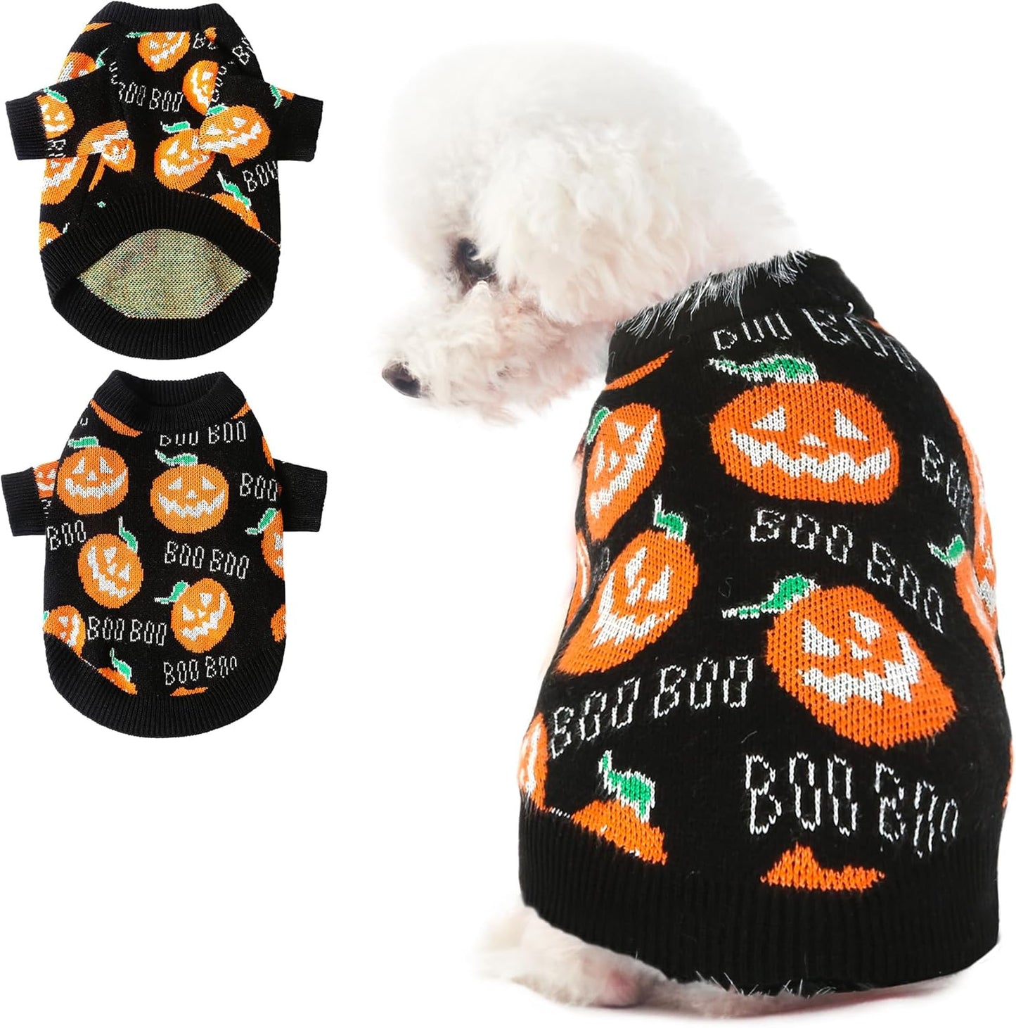 NACOCO Dog Halloween Pumpkin Sweater - Pet Clothes Cat Knitwear Apparel - Holiday Party Halloween Warm Puppy Outfit