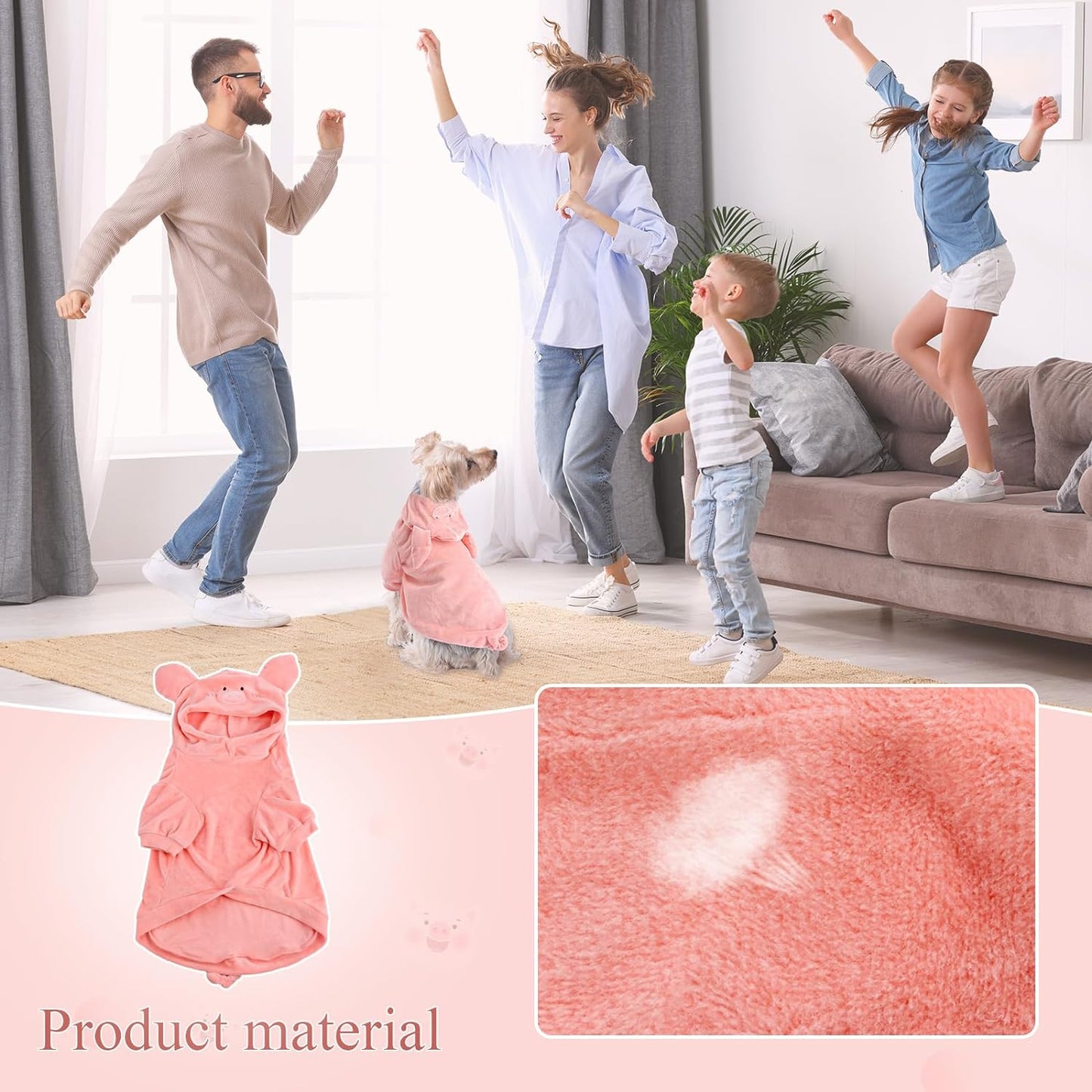 NACOCO Halloween Pig Dog Costume - Pet Christmas New Year Hoodie Warm Party Coat Outfit for Small and Medium Cat Dog Clothes.