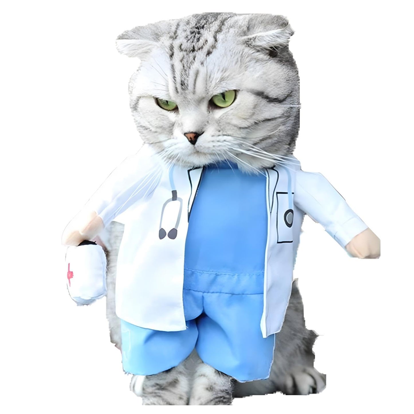NACOCO Dog Cat Doctor Costume Pet Doctor Clothing Halloween Jeans Outfit Apparel