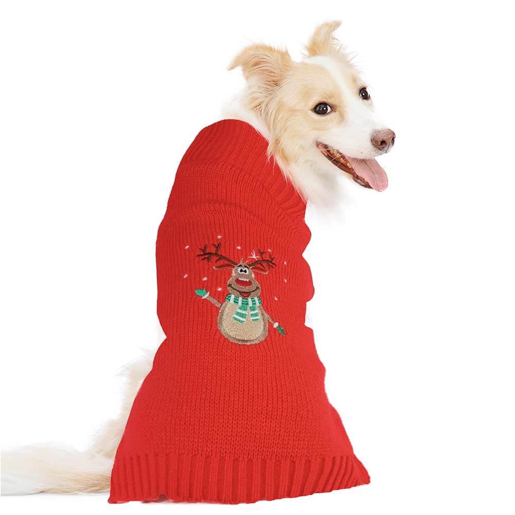 NACOCO Dog Red Sweater Vest Halloween Reindeer Cold Pet Christmas Clothes Knitted Winter Elk Head Pattern Holiday Sweatshirt Cat Warm for Small Medium Dog Cat