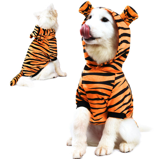 NACOCO Halloween Dog Tiger Costume-Pet Cosplay Clothes Cat Coat Hoodie Outfits Warm Winter Apparel for Dog Small and Medium Cat.