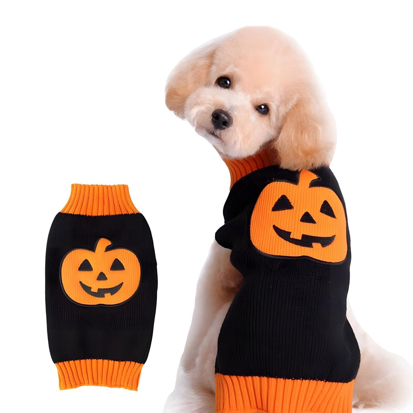 NACOCO Dog Sweater Pumpkin Pet Sweaters Halloween Holiday Party for Cat and Puppy