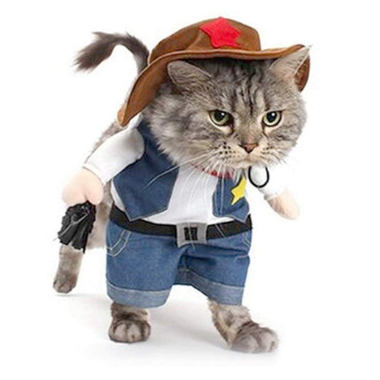 NACOCO Cowboy Dog Costume with Hat Dog Clothes Halloween Costumes for Cat and Small Dog.