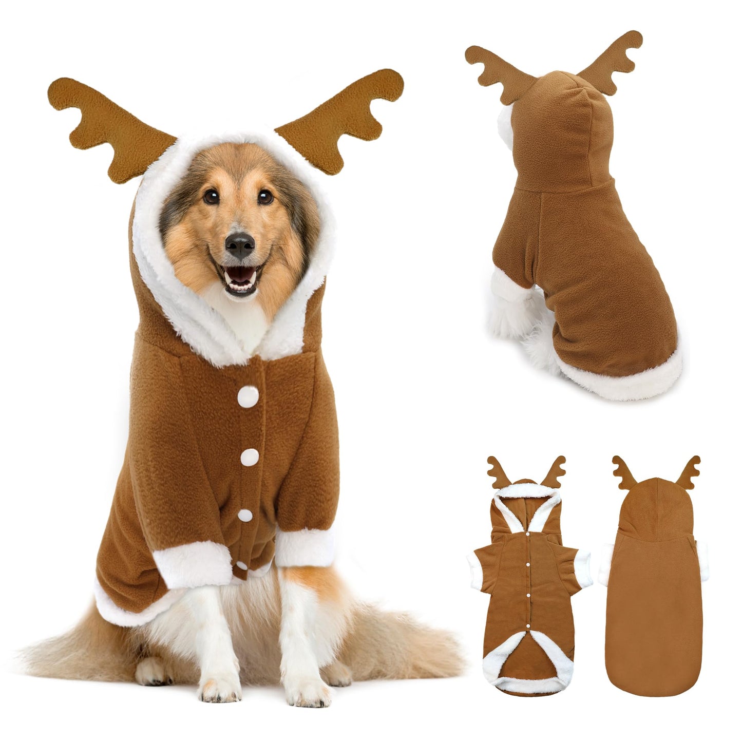 NACOCO Pet Costumes Dog Christmas Suit Dog Elk Santa Costume Polar Fleece Fit for Puppy Dog Teddy