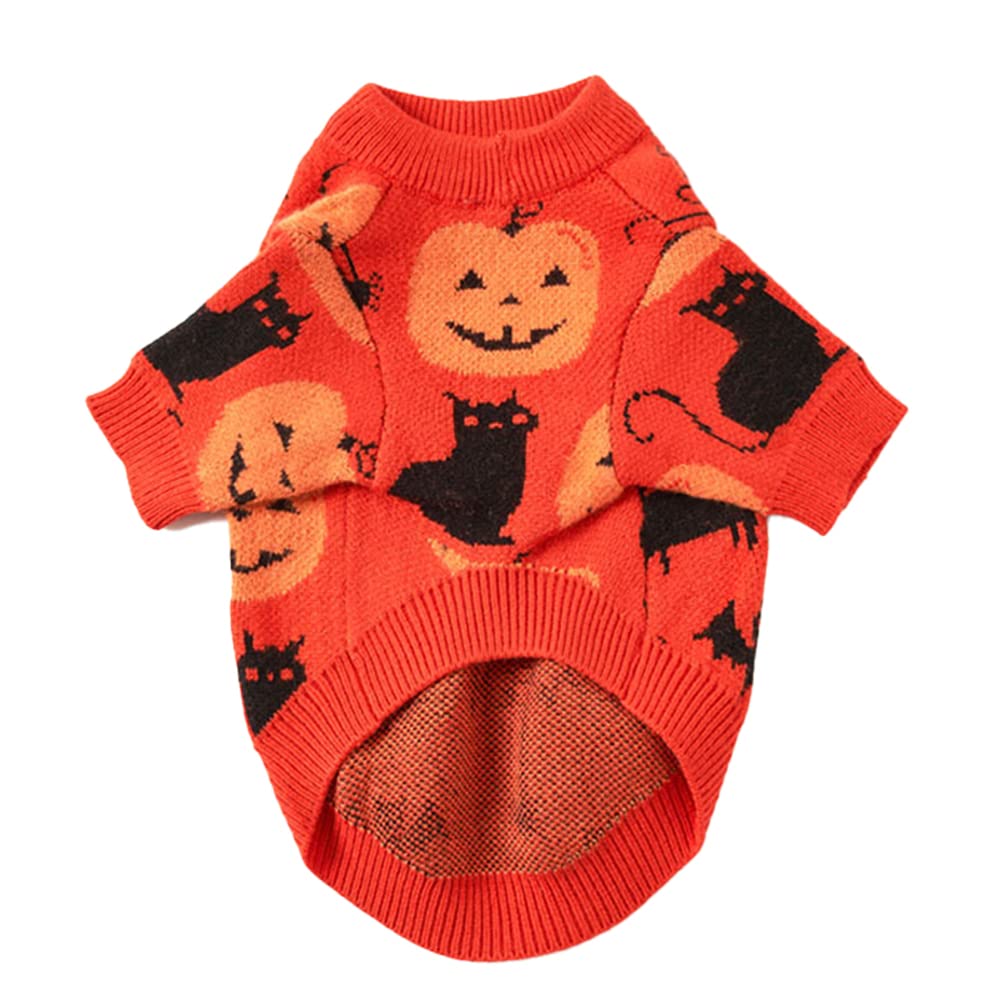 NACOCO Dog Halloween Pumpkin Sweater Pet Clothes Cat Knitwear Apparel Holiday Party Halloween Warm Puppy Clothes Kitty .