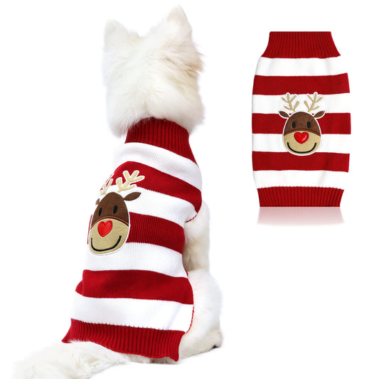 NACOCO Holiday Xmas Reindeer Sweaters Dog Sweaters New Year Christmas Sweater Pet Clothes for Small Dog and Cat