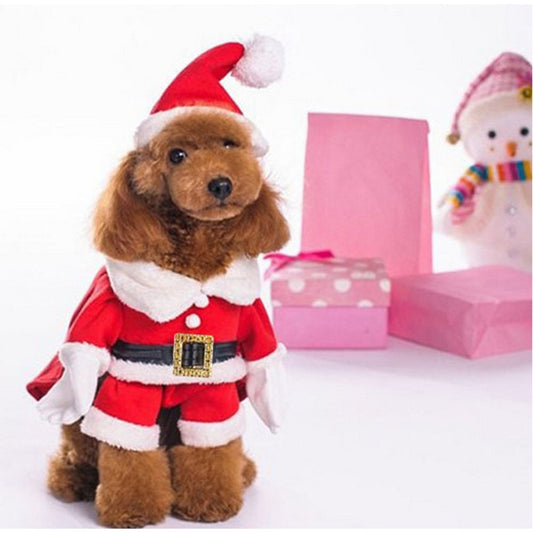 NACOCO Pet Christmas Costumes Dog Suit with Cap Santa Claus Suit Dog Hoodies Cat Xmas Costumes