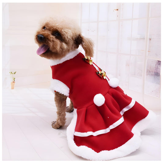 NACOCO Dog Christmas Dress Pet Red Skirt Dog Santa Suit Dog Warm Hoodies Puppy Cat Apparel Winter