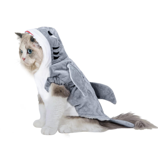 NACOCO Halloween Pet Shark Costume - Dog Cute Clothes Hoodie Cat Warm Outfit Coat Apparel for Small Medium Large Dogs and Cats.(Grey)