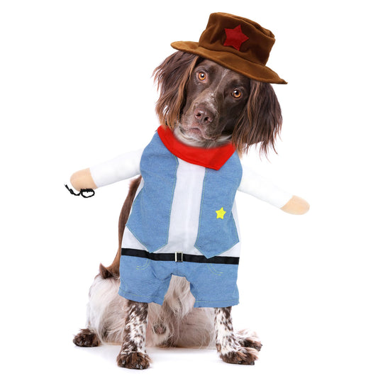 NACOCO Halloween Cowboy Dog Costume - Pet Clothes Costumes with Hat for Dog and Cat Blue.