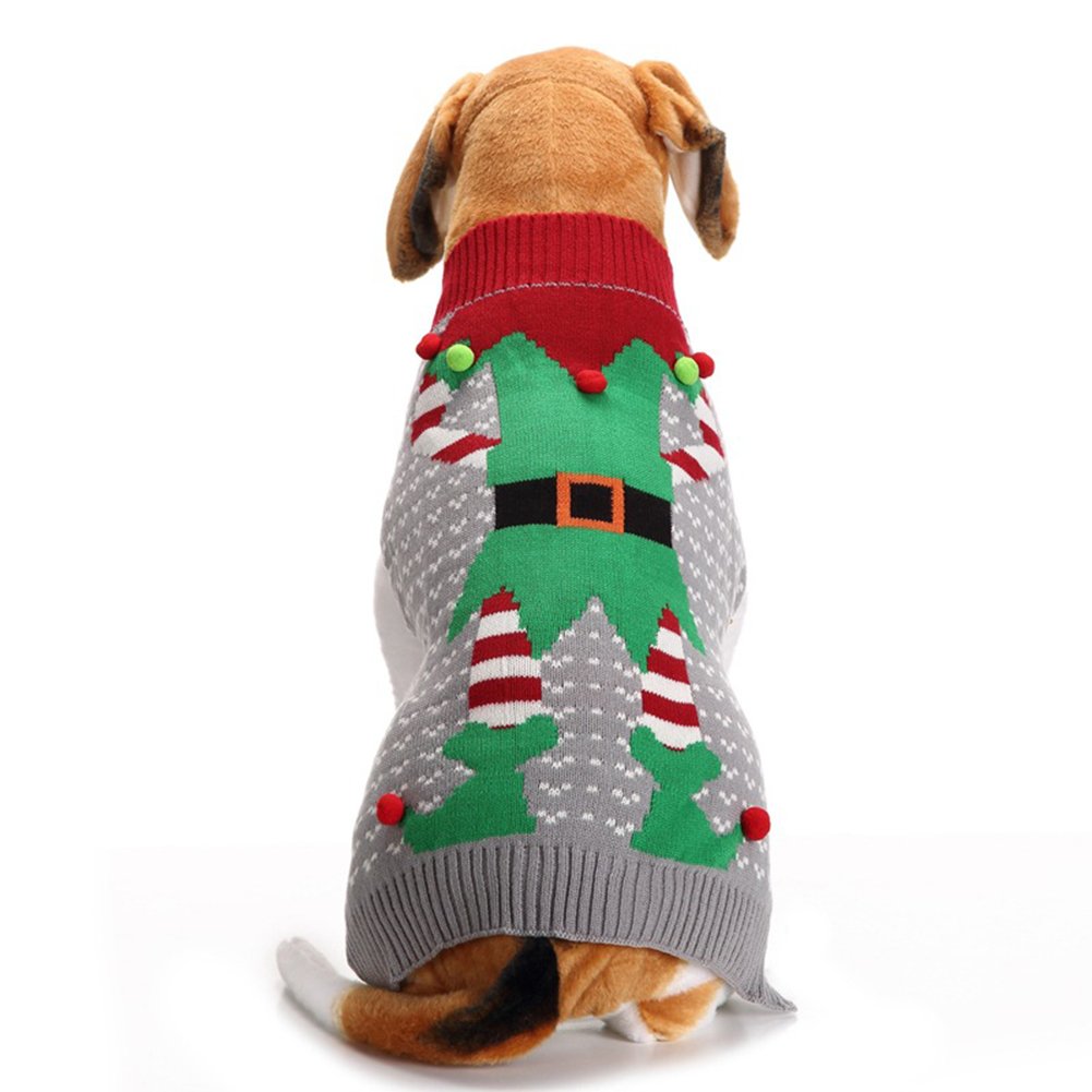 NACOCO Christmas Dog Sweater Ugly Elf Pet Jumper Clown Holiday and Party for Dog and Cat