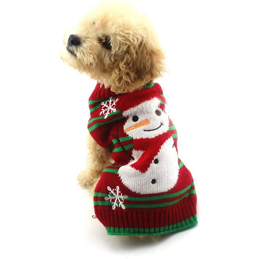 NACOCO Dog Snow Sweaters Thick Snowman Sweaters Xmas Dog Holiday Sweaters New Year Christmas Sweater Pet Clothes for Small Dog and Cat