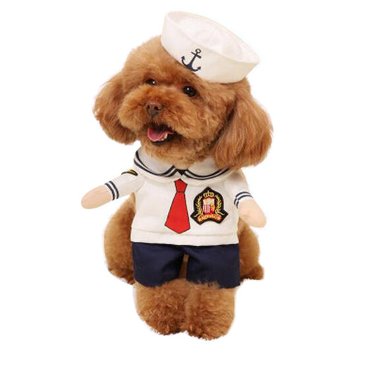 NACOCO Dog Sailor Costumes Navy Suit with Hat Halloween Christmas Pet Costumes for Puppy and Cat