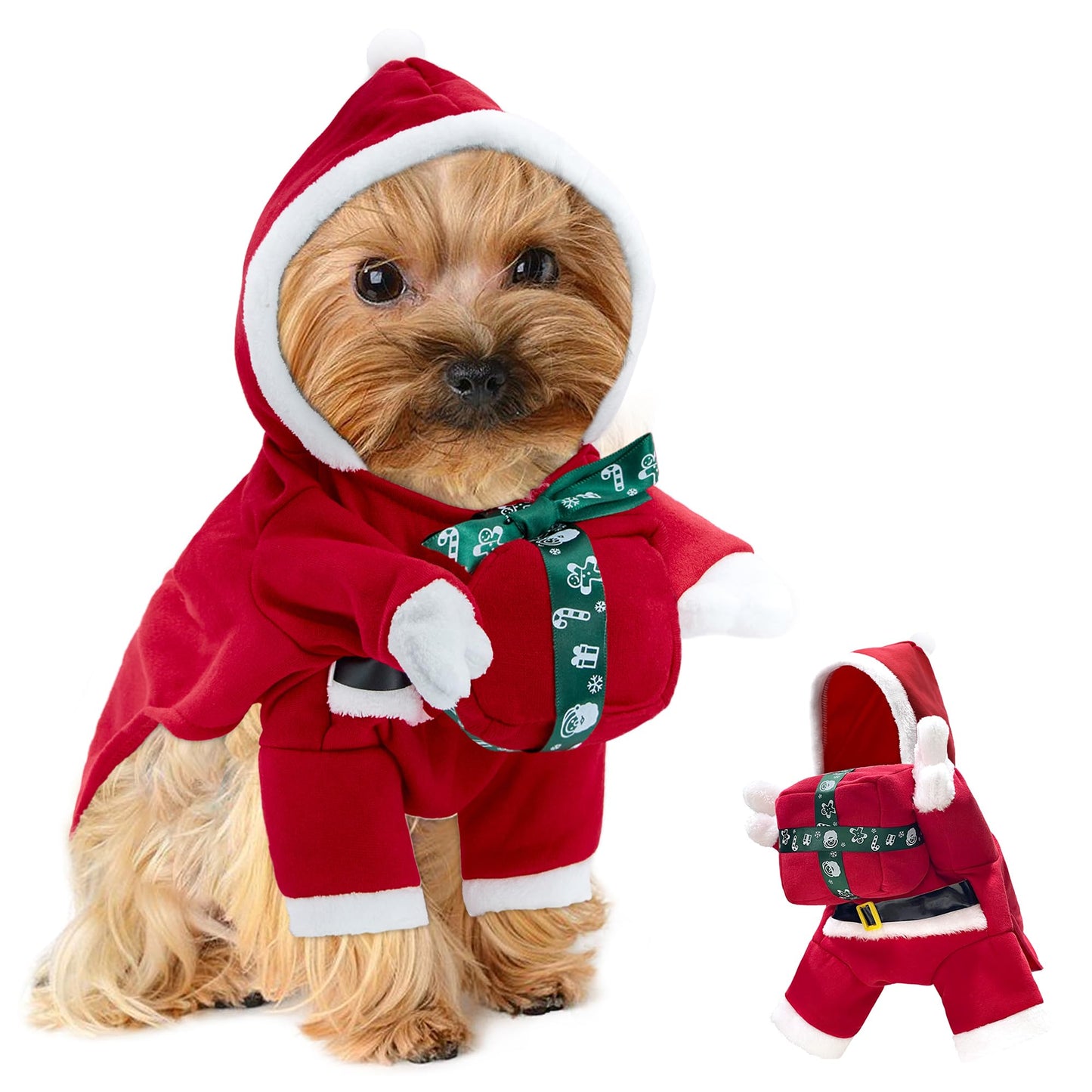 NACOCO Christmas Dog Hoodie Costume - Pet Gift Carrying Style Coat Clothes Christmas Santa Funny Apparel Outfit Winter Warm for Medium Dog Party Accessories Clothing