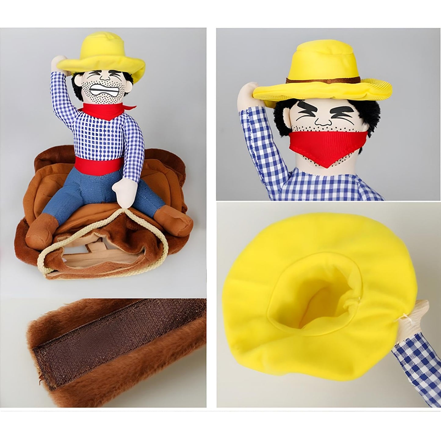 NACOCO Cowboy Rider Dog Costume for Dogs Clothes Knight Style with Doll and Hat for Halloween Day Pet Costume.