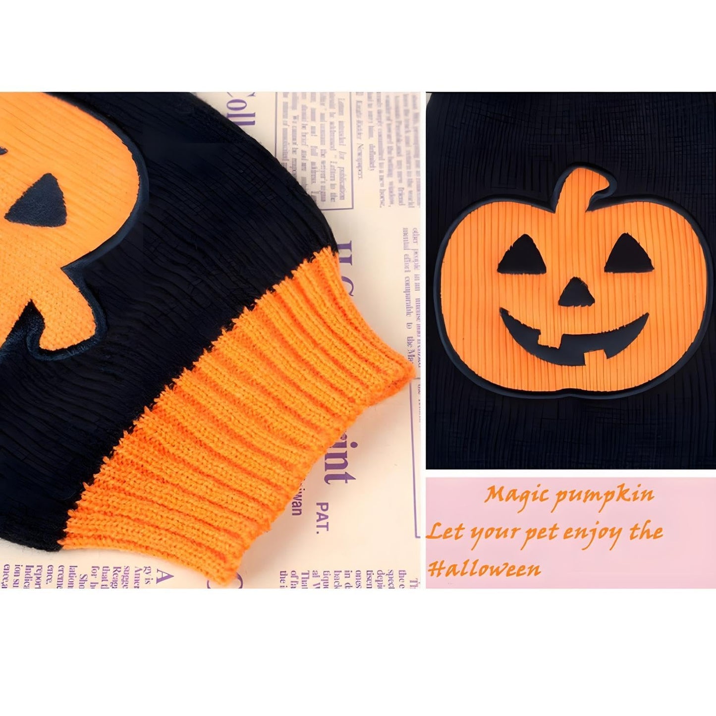 NACOCO Dog Sweater Pumpkin Pet Sweaters Halloween Holiday Party for Cat and Puppy