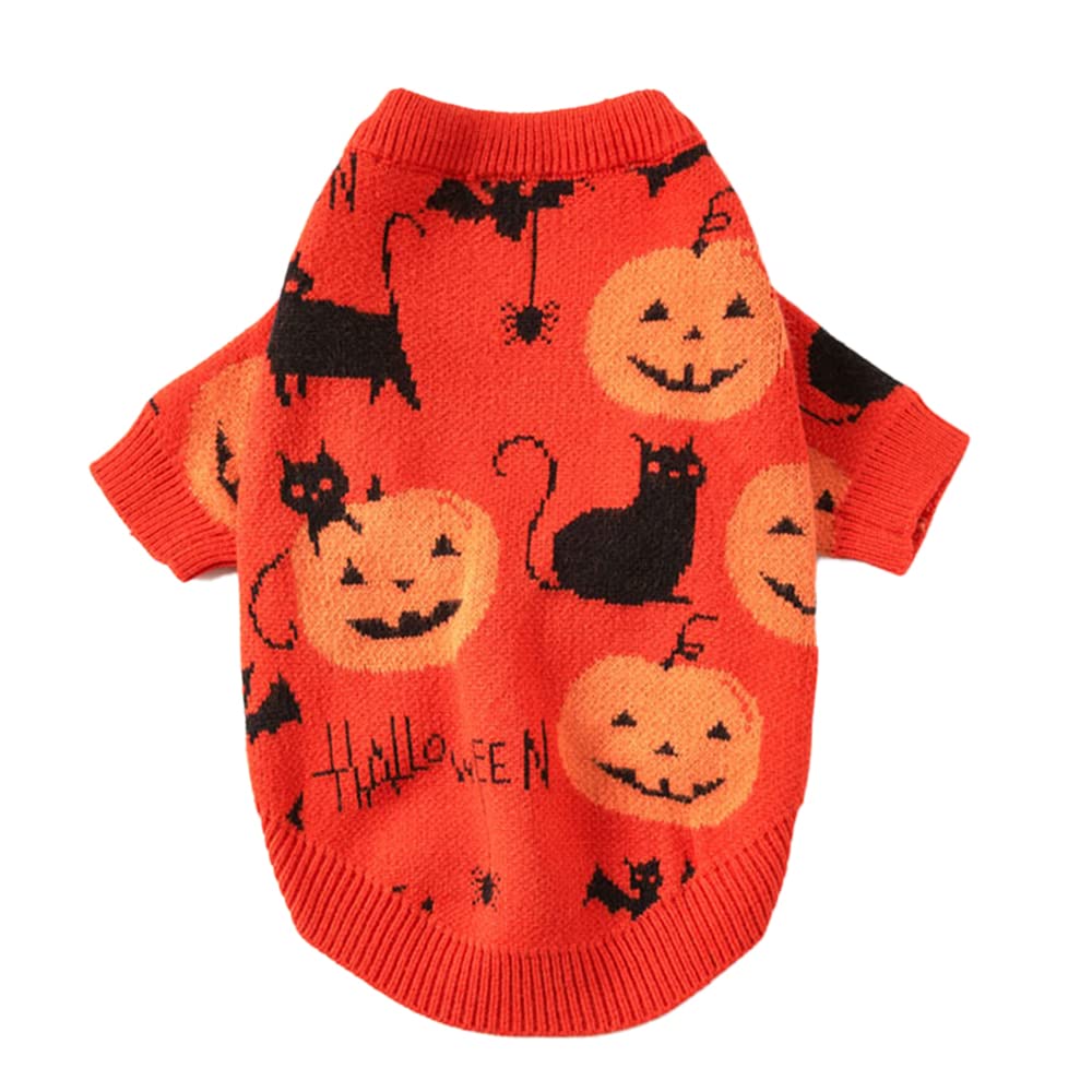 NACOCO Dog Halloween Pumpkin Sweater Pet Clothes Cat Knitwear Apparel Holiday Party Halloween Warm Puppy Clothes Kitty .