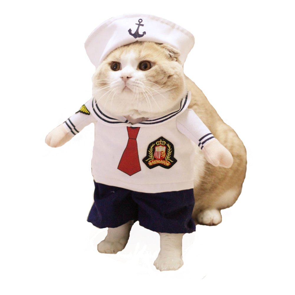 NACOCO Dog Sailor Costumes Navy Suit with Hat Halloween Christmas Pet Costumes for Puppy and Cat