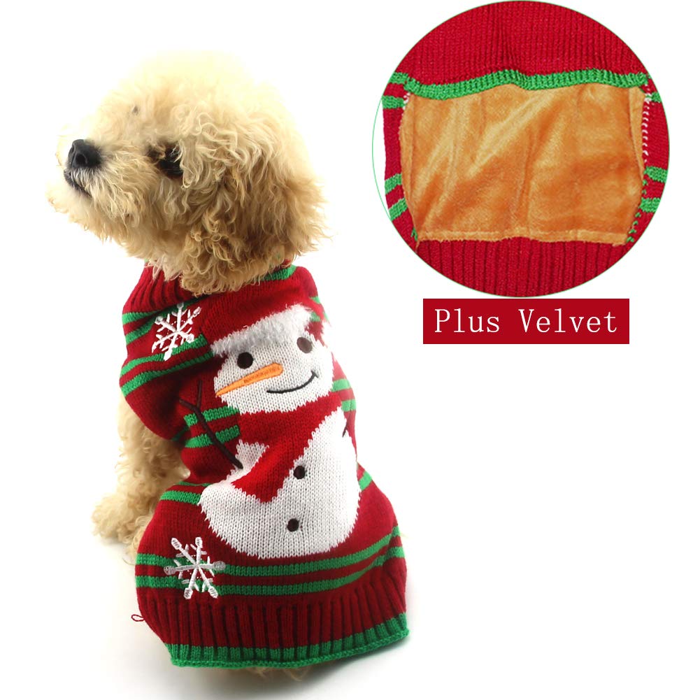 NACOCO Dog Snow Sweaters Thick Snowman Sweaters Xmas Dog Holiday Sweaters New Year Christmas Sweater Pet Clothes for Small Dog and Cat