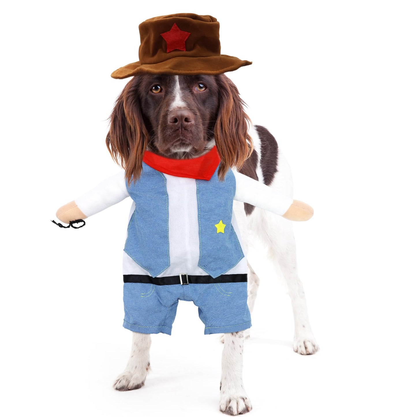 NACOCO Halloween Cowboy Dog Costume - Pet Clothes Costumes with Hat for Dog and Cat Blue.