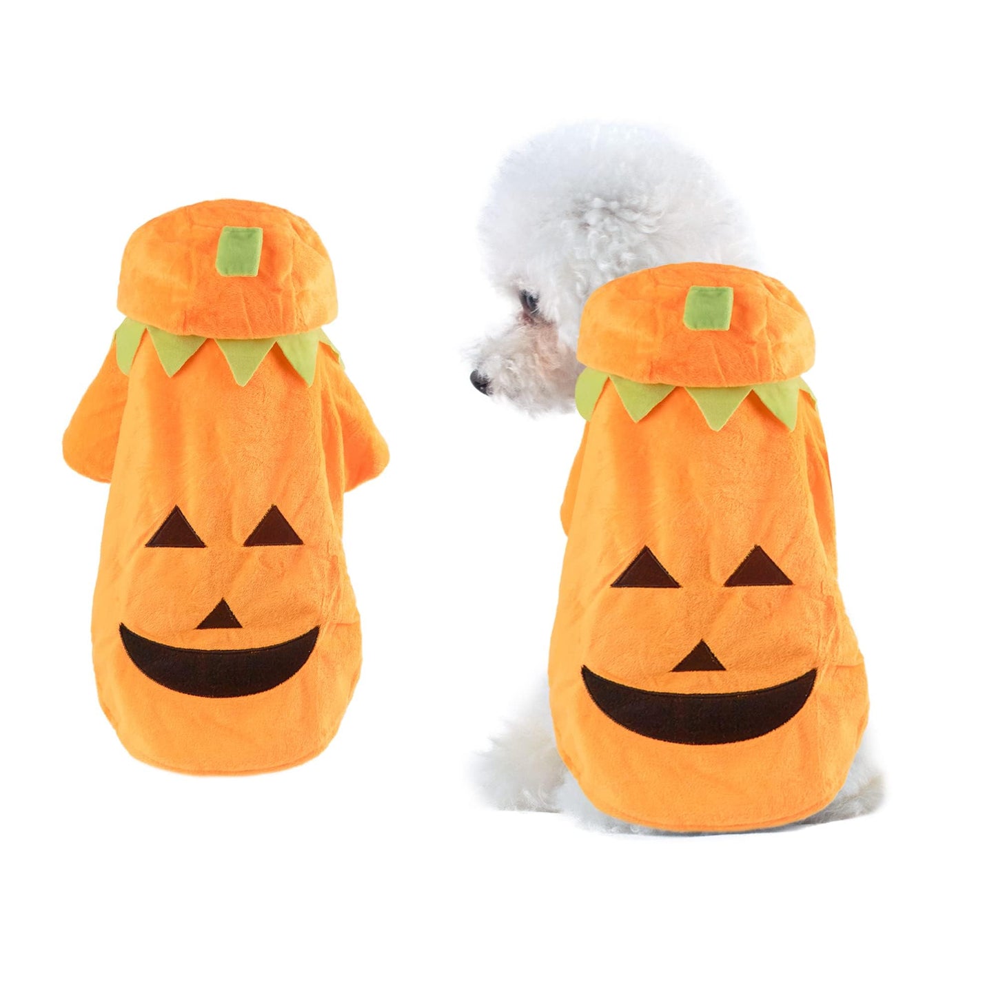 NACOCO Halloween Dog Cat Pumpkin Costume Puppy Clothes Fleece Hoodie Pet Coat for Small to Medium Dogs