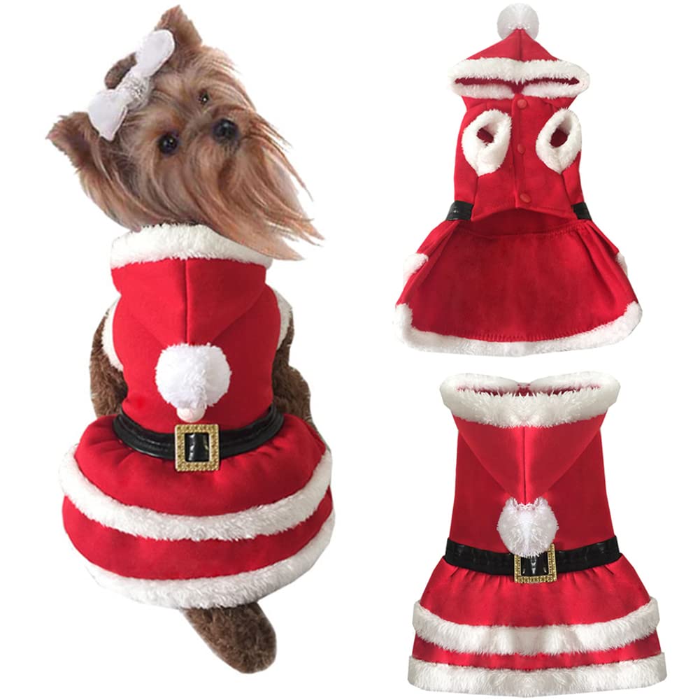 NACOCO Dog Christmas Dresses Cat Xmax Suits Small Pet Haliday Outfits Winter Warm Clothes