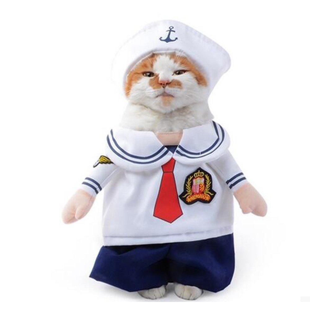 NACOCO Dog Sailor Costumes Navy Suit with Hat Halloween Christmas Pet Costumes for Puppy and Cat