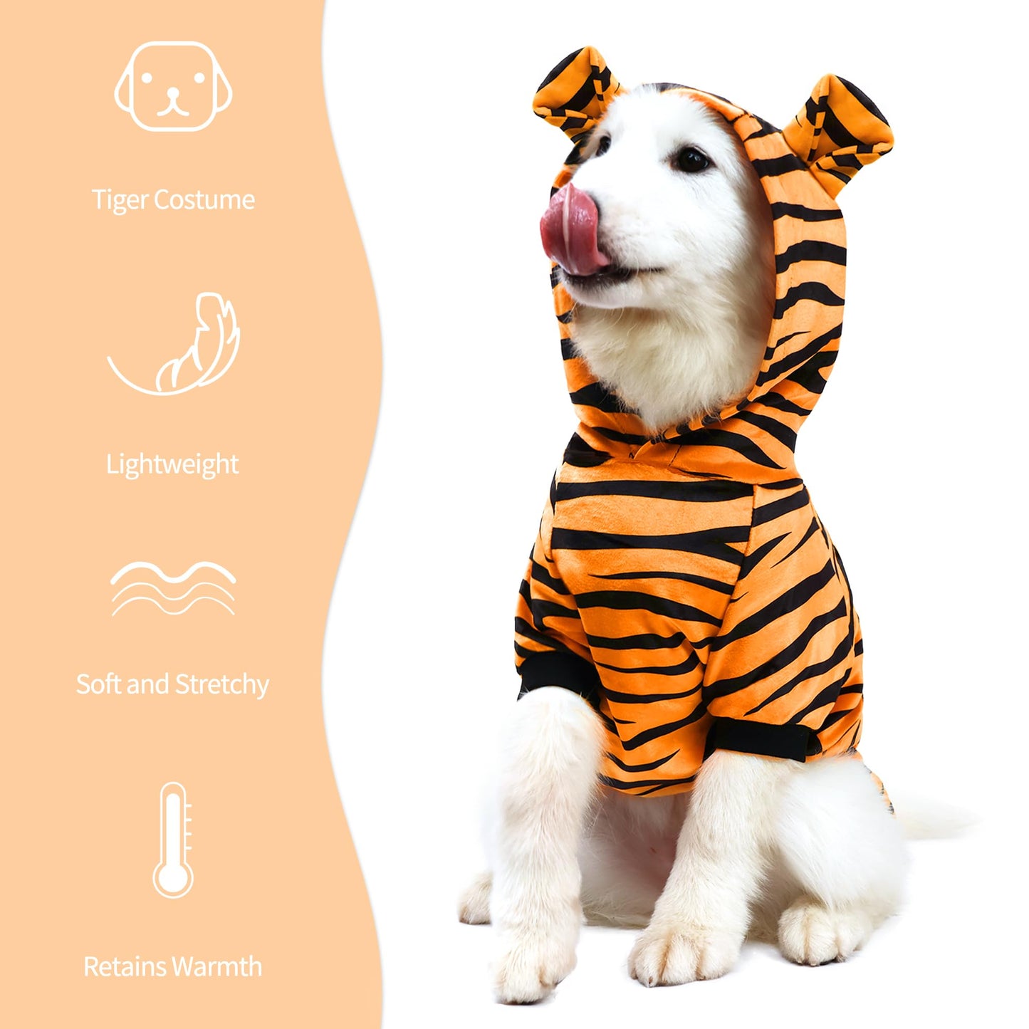 NACOCO Halloween Dog Tiger Costume-Pet Cosplay Clothes Cat Coat Hoodie Outfits Warm Winter Apparel for Dog Small and Medium Cat.