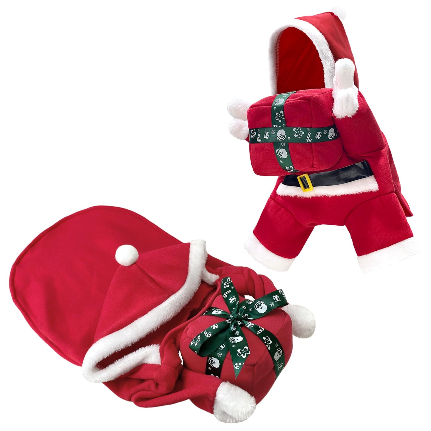 NACOCO Christmas Dog Hoodie Costume - Pet Gift Carrying Style Coat Clothes Christmas Santa Funny Apparel Outfit Winter Warm for Medium Dog Party Accessories Clothing