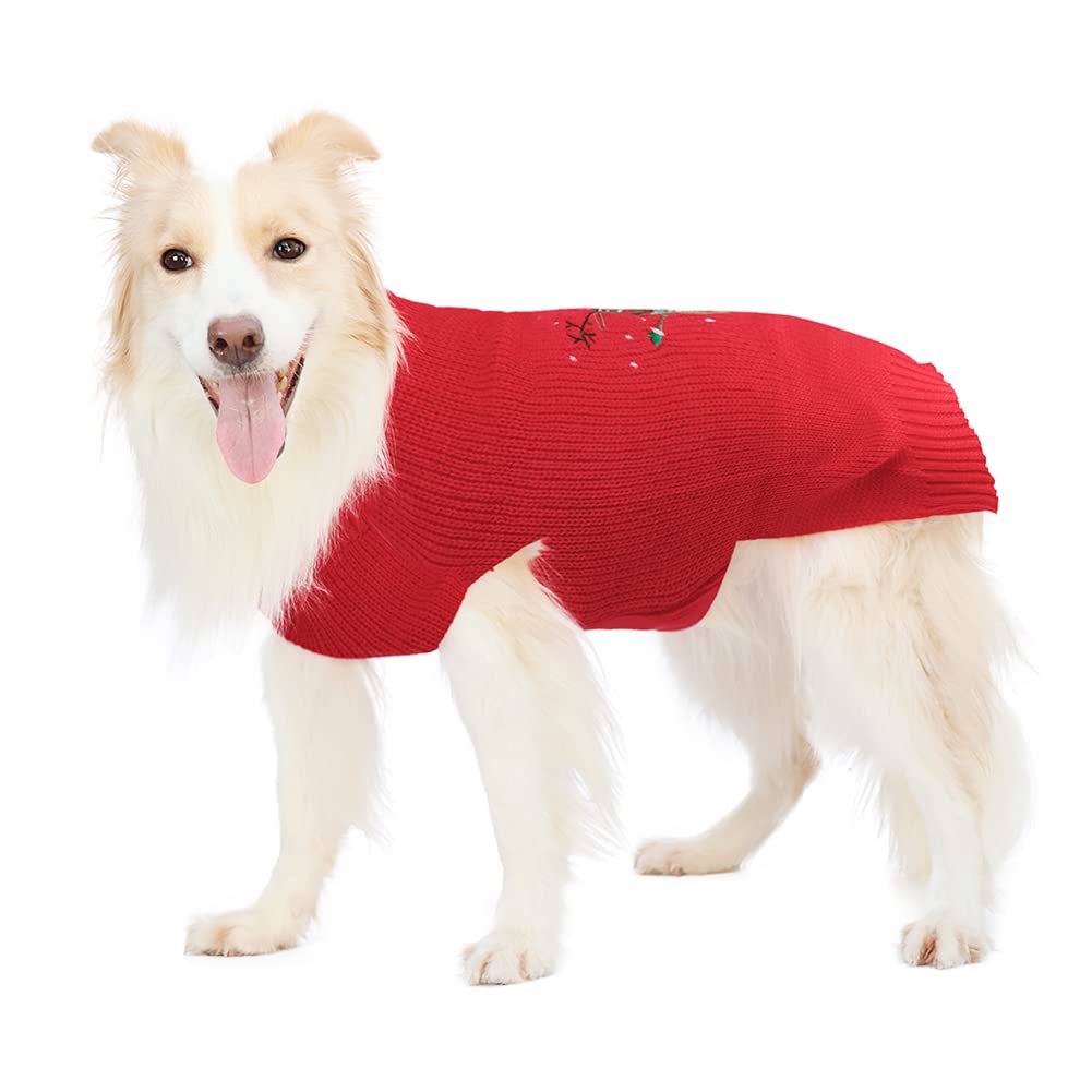 NACOCO Dog Red Sweater Vest Halloween Reindeer Cold Pet Christmas Clothes Knitted Winter Elk Head Pattern Holiday Sweatshirt Cat Warm for Small Medium Dog Cat