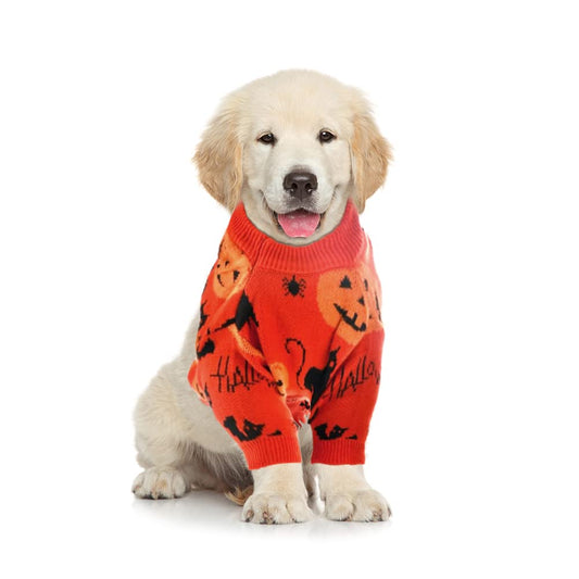 NACOCO Dog Halloween Pumpkin Sweater Pet Clothes Cat Knitwear Apparel Holiday Party Halloween Warm Puppy Clothes Kitty .
