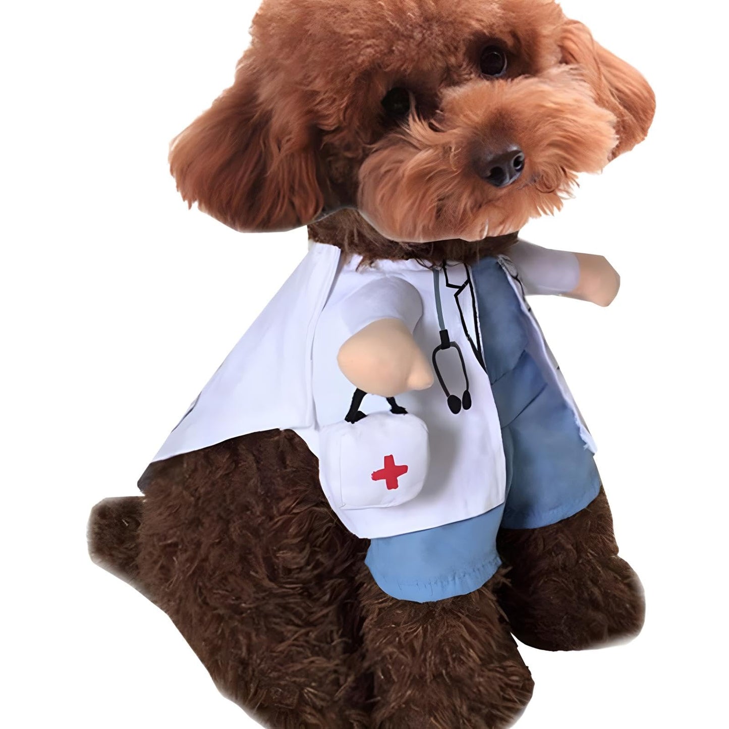 NACOCO Dog Cat Doctor Costume Pet Doctor Clothing Halloween Jeans Outfit Apparel