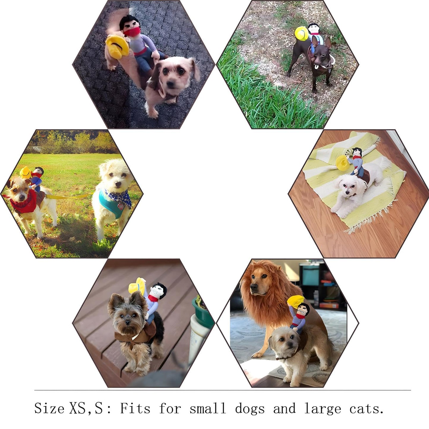 NACOCO Cowboy Rider Dog Costume for Dogs Clothes Knight Style with Doll and Hat for Halloween Day Pet Costume.