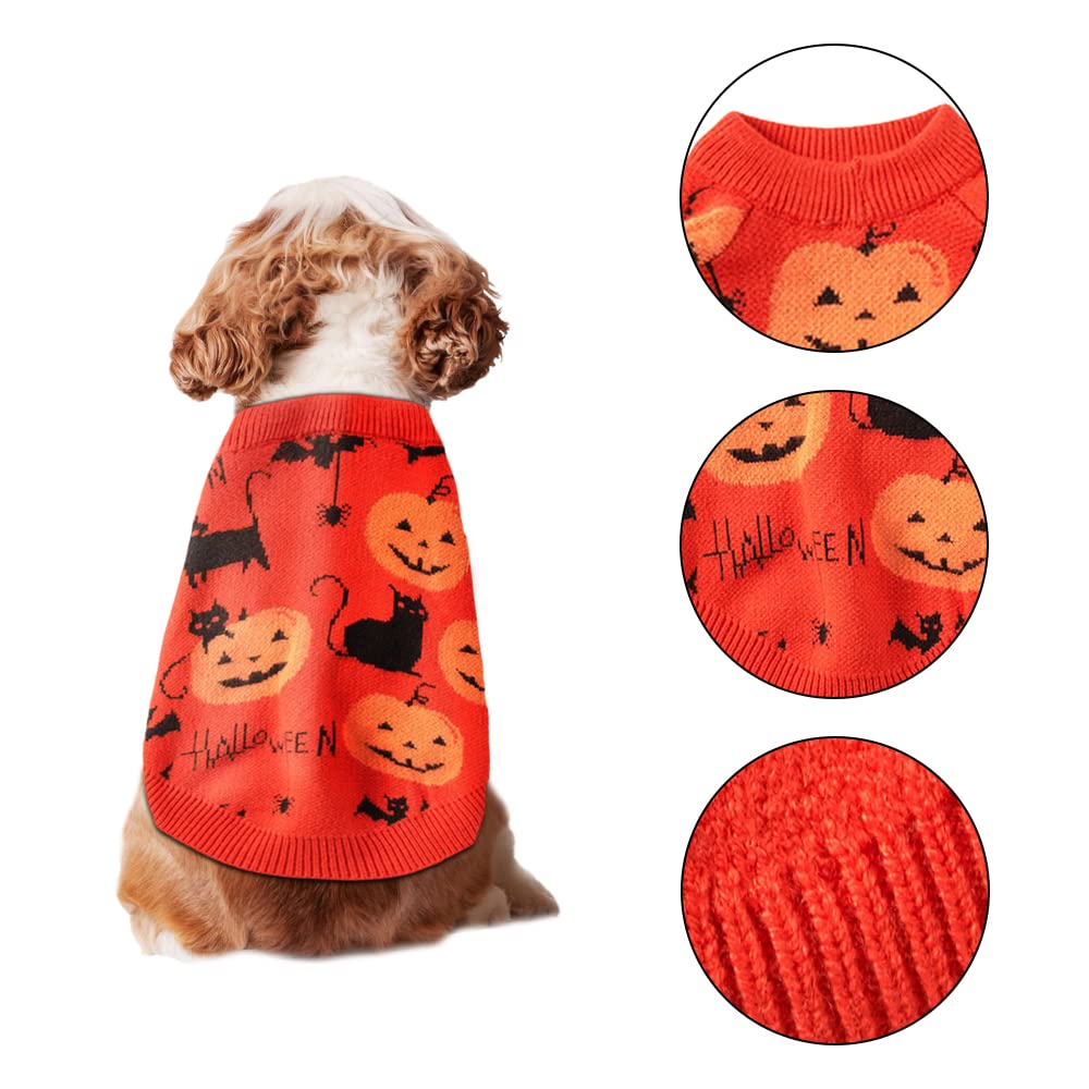 NACOCO Dog Halloween Pumpkin Sweater Pet Clothes Cat Knitwear Apparel Holiday Party Halloween Warm Puppy Clothes Kitty .