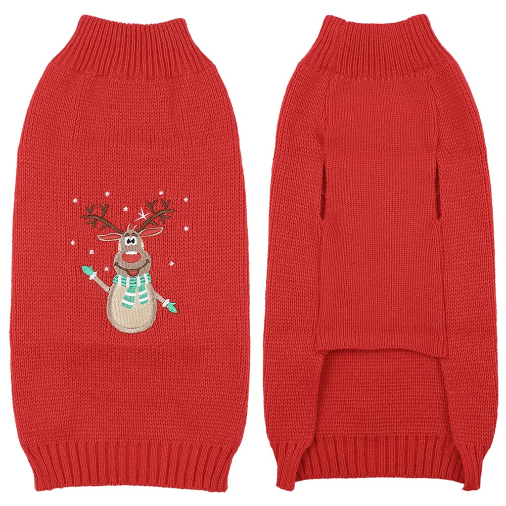 NACOCO Dog Red Sweater Vest Halloween Reindeer Cold Pet Christmas Clothes Knitted Winter Elk Head Pattern Holiday Sweatshirt Cat Warm for Small Medium Dog Cat