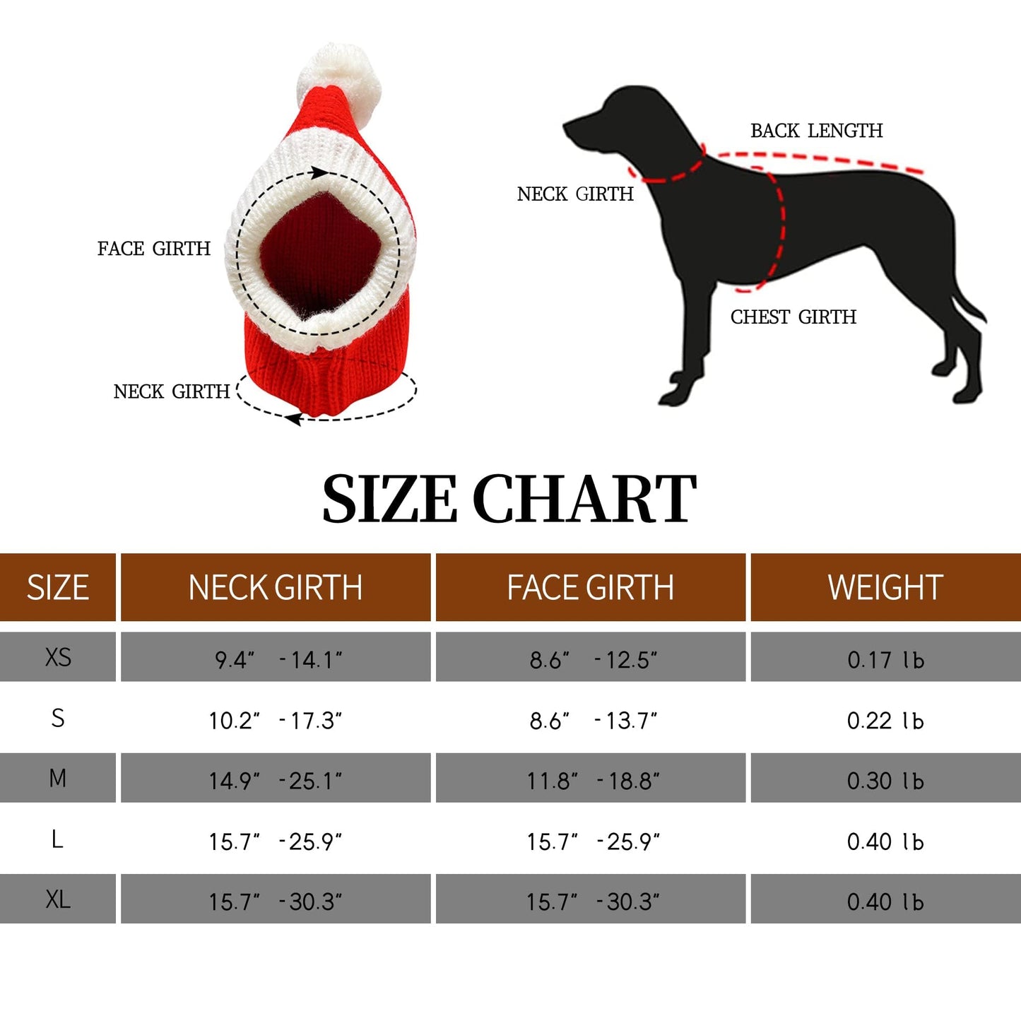 NACOCO Christmas Dog Hat Crocheted Snood Funny Pet Cap with Pompon Red Green Warm Winter Dog Hat Knit Snood Headwear for Pets & Women & Men