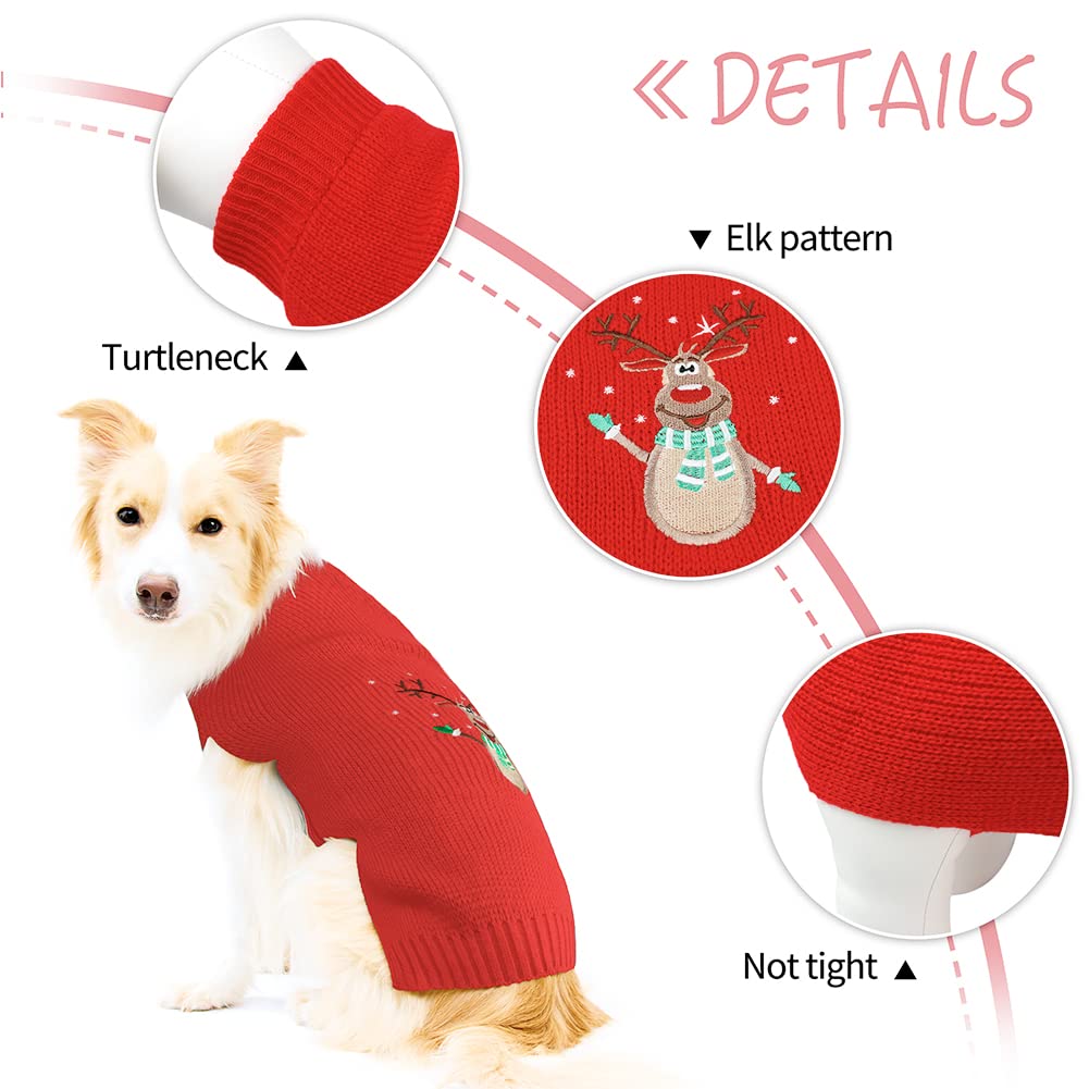NACOCO Dog Red Sweater Vest Halloween Reindeer Cold Pet Christmas Clothes Knitted Winter Elk Head Pattern Holiday Sweatshirt Cat Warm for Small Medium Dog Cat