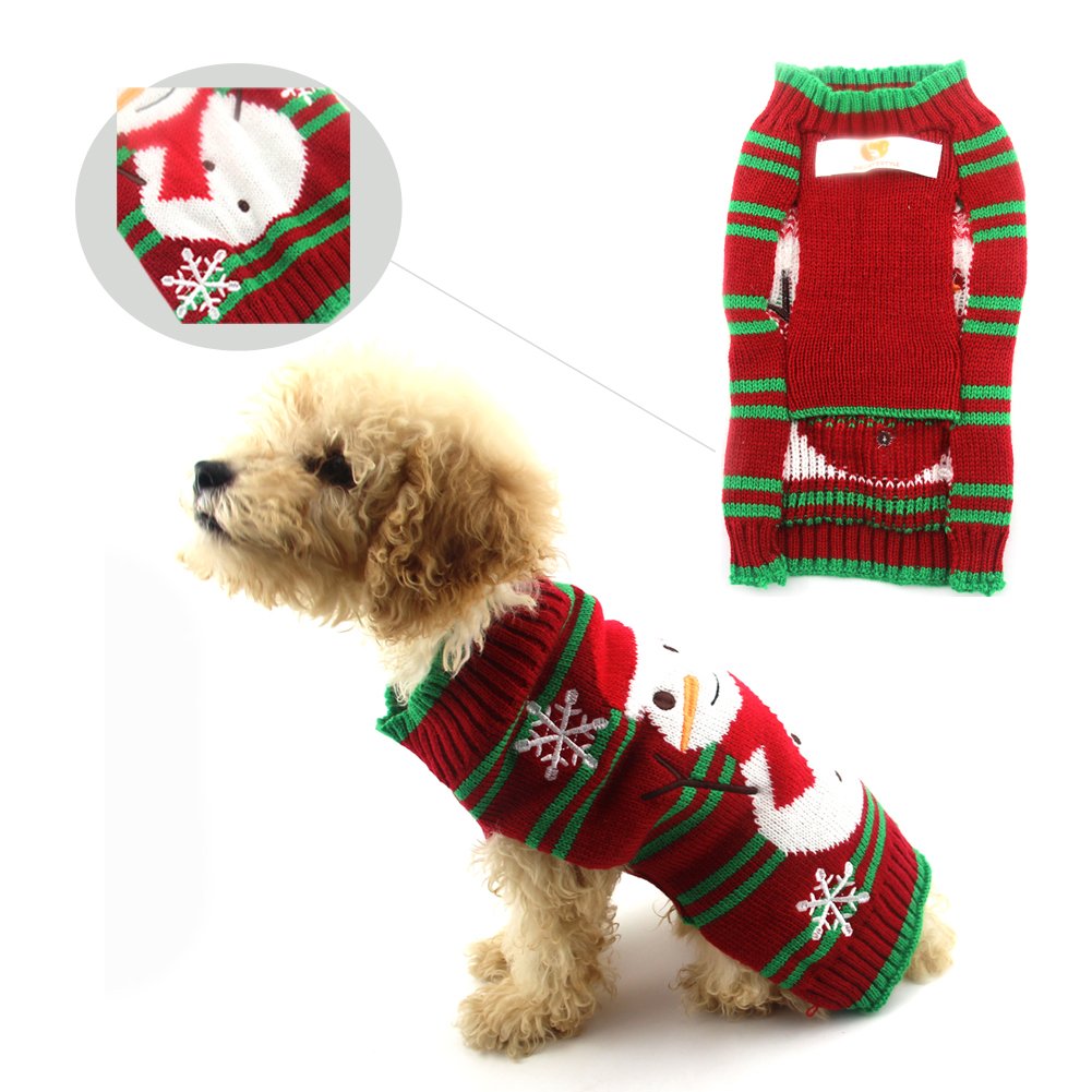 NACOCO Dog Snow Sweaters Snowman Sweaters Xmas Dog Holiday Sweaters New Year Christmas Sweater Pet Clothes for Small Dog and Cat