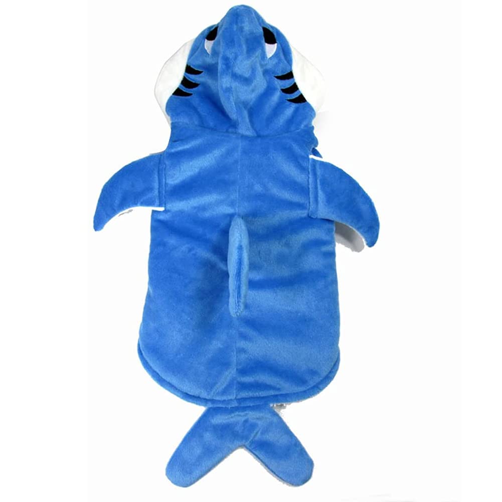 NACOCO Dog Shark Costume Cute Pet Clothes Halloween Holiday Coat Hoodie for Cats and Dogs.(BLUE)