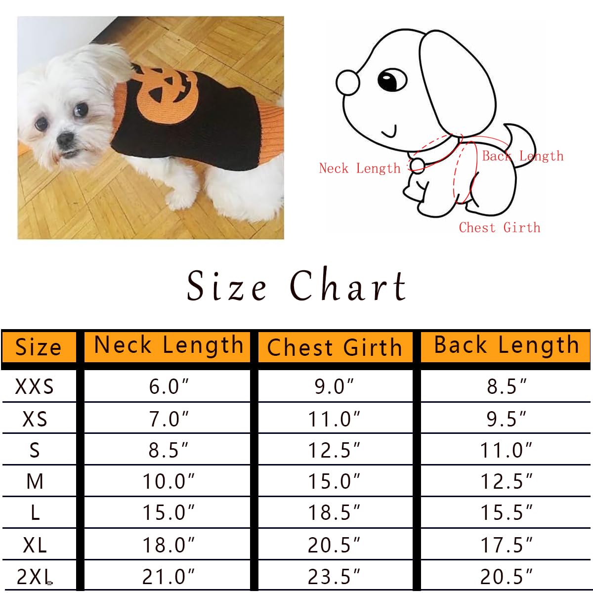 NACOCO Dog Sweater Pumpkin Pet Sweaters Halloween Holiday Party for Cat and Puppy